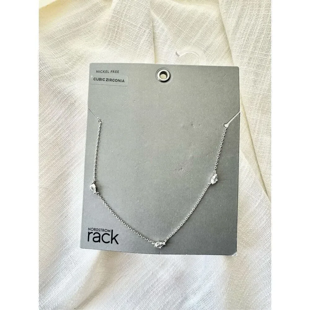 Nordstrom Cubic zirconia delicate triple pair cut necklace ￼